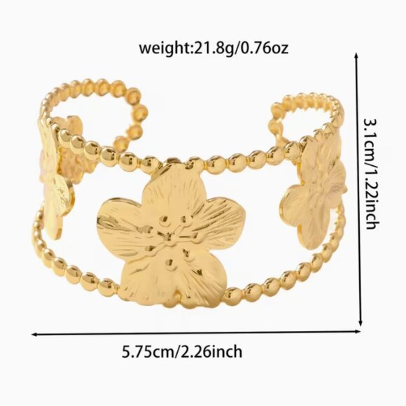 304 Stainless Steel Adjustable Bracelet/Hypoallergenic, KC Golden Plated Bangle - Picture 4 of 7